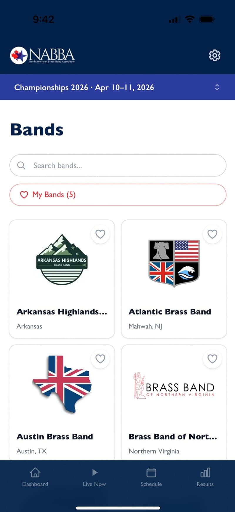 Grid of competing bands with their logos